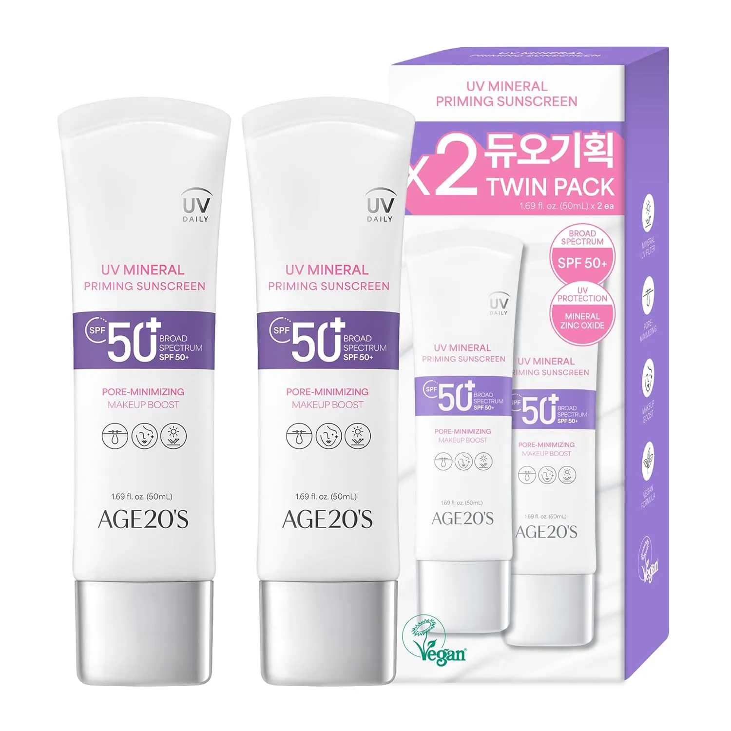 AGE20'S UV Mineral crema solare viso SPF50+ primer pack 1