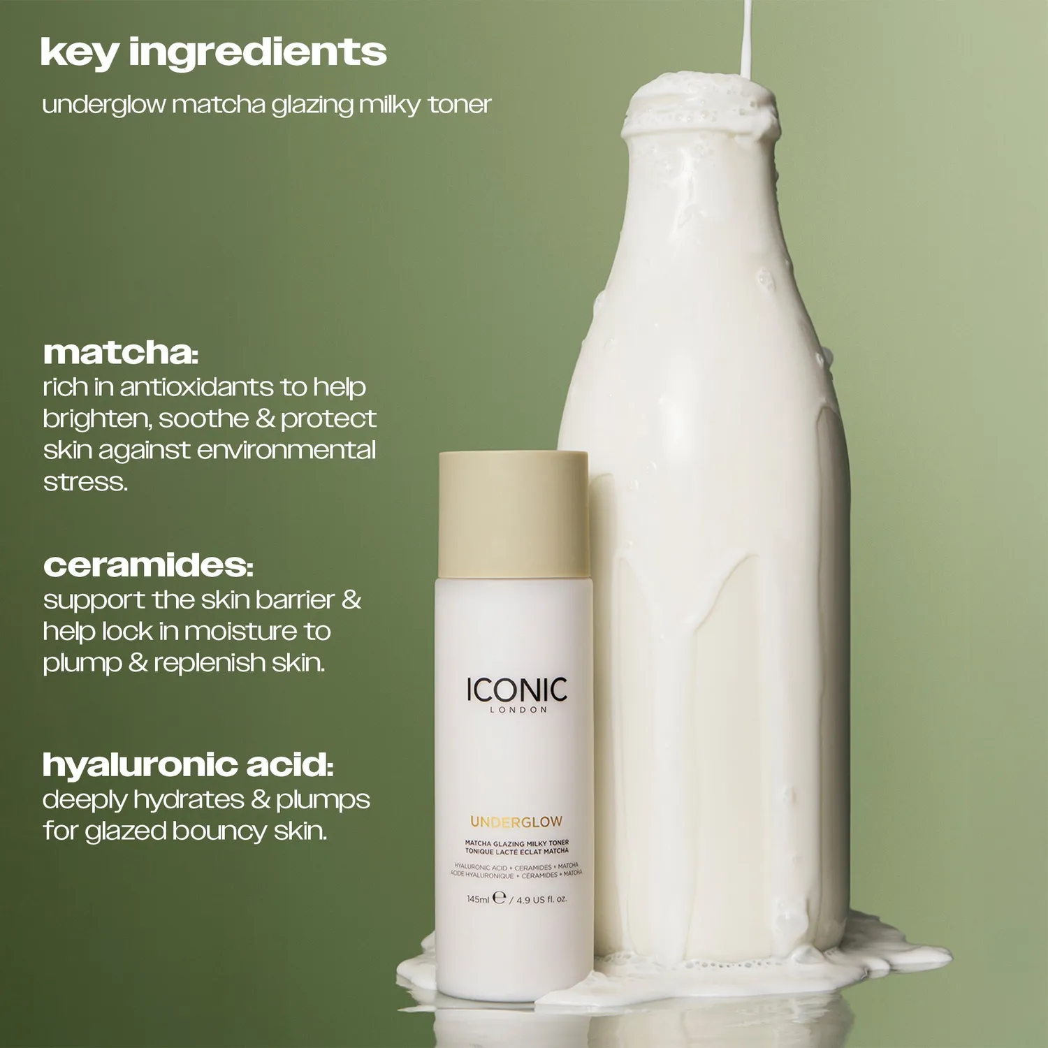 Iconic London Underglow Matcha Glazing Milky Toner viso idratante