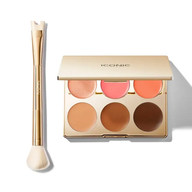 Iconic London Less Faff More Fab set palette + pennello viso