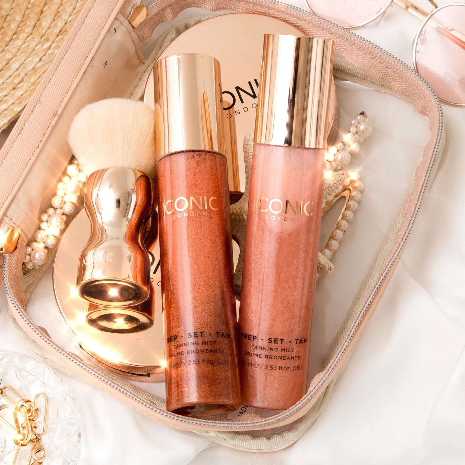 Iconic London Faux-Tan Face Bundle kit spray + pennello glow