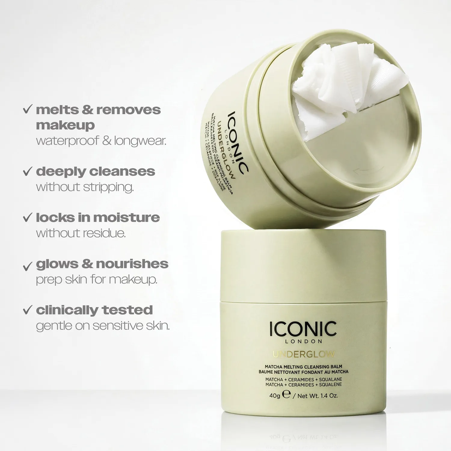 Iconic London Underglow Matcha balsamo struccante illuminante