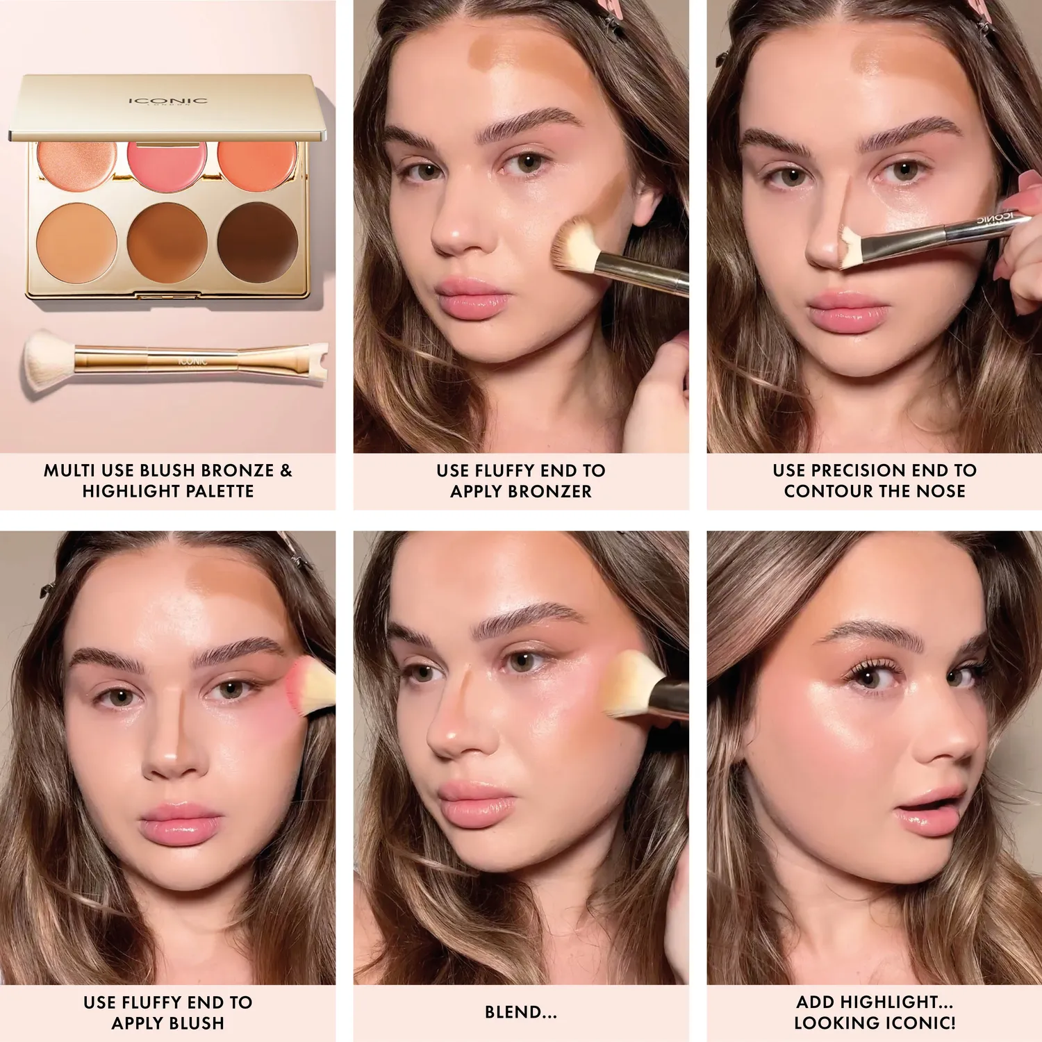 Iconic London Less Faff More Fab set palette + pennello viso