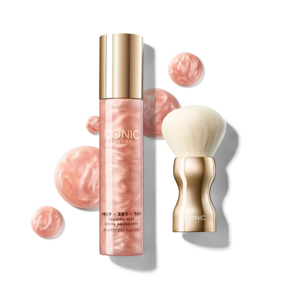 Iconic London Faux-Tan Face Bundle kit spray + pennello glow