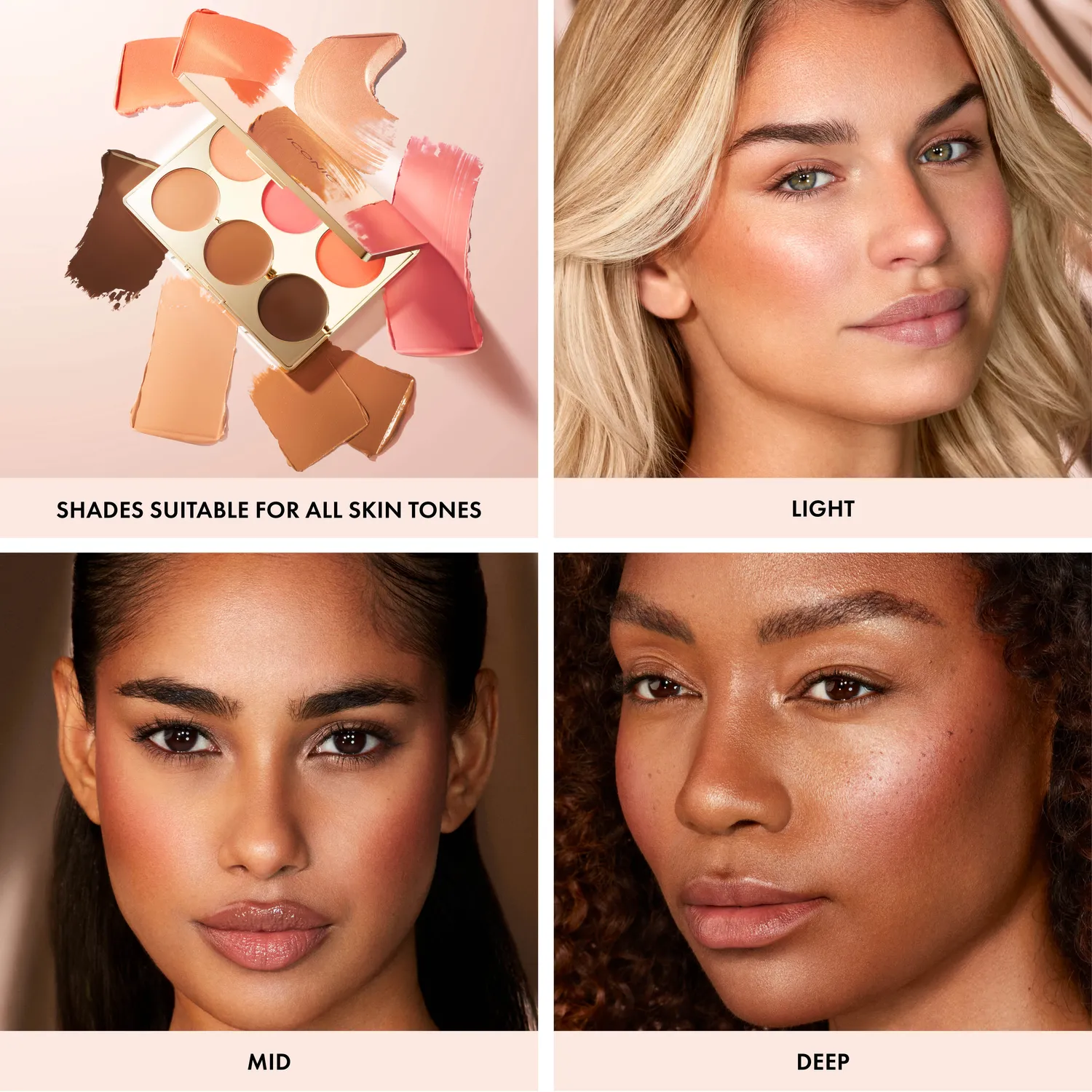 Iconic London Multi-Use palette viso in crema blush satinata